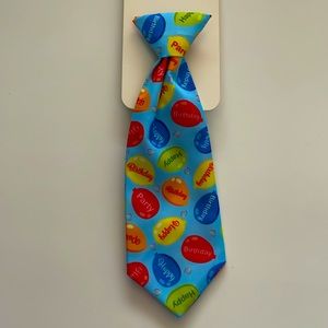 5/$25 Huxley & Kent Party Tie Long Tie in Blue for Dogs M 7.75”